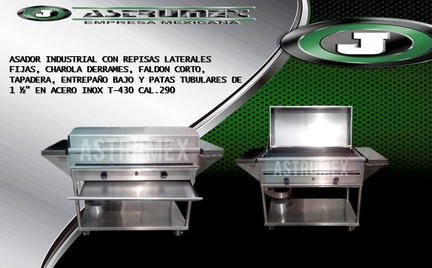 ASADOR INDUSTRIAL CON TAPA Y REPISAS